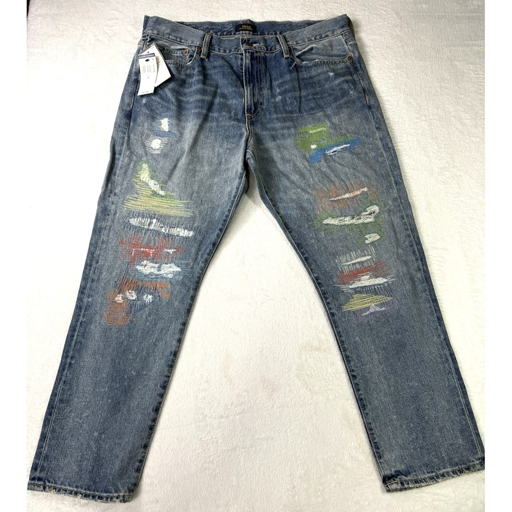 Polo Ralph Lauren Women's Blue Stitched Avery Boyfriend Jeans 32 NWT Colored